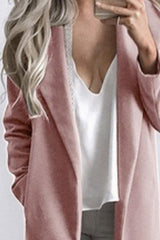 Fold Over Collar  Snap Front  Plain Outerwear