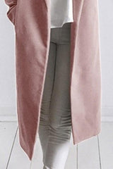 Fold Over Collar  Snap Front  Plain Outerwear