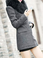 Fold-Over Collar  Flap Pocket Zips  Plain Jacket