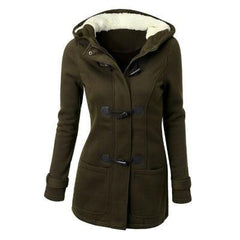 Trench Coat Horn Button Wool Casual Thick Outwear