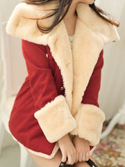 Lapel Double Breasted Drawstring Woolen Coat