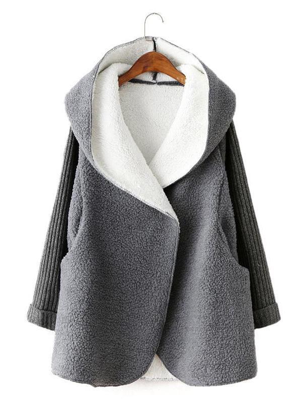 Hooded Loose Coat Thick Cashmere Outwear