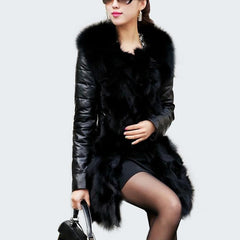 Faux Fur Coat  Leather Jacket Slim Coat Outerwear
