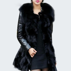 Faux Fur Coat  Leather Jacket Slim Coat Outerwear