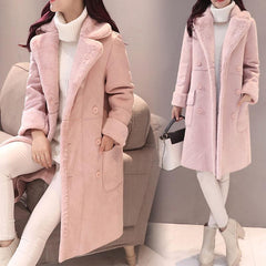 Turn-Down Collar Pure Color Slim Woolen Coat