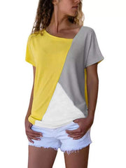 Summer Color contrast  short sleeves T-shirt