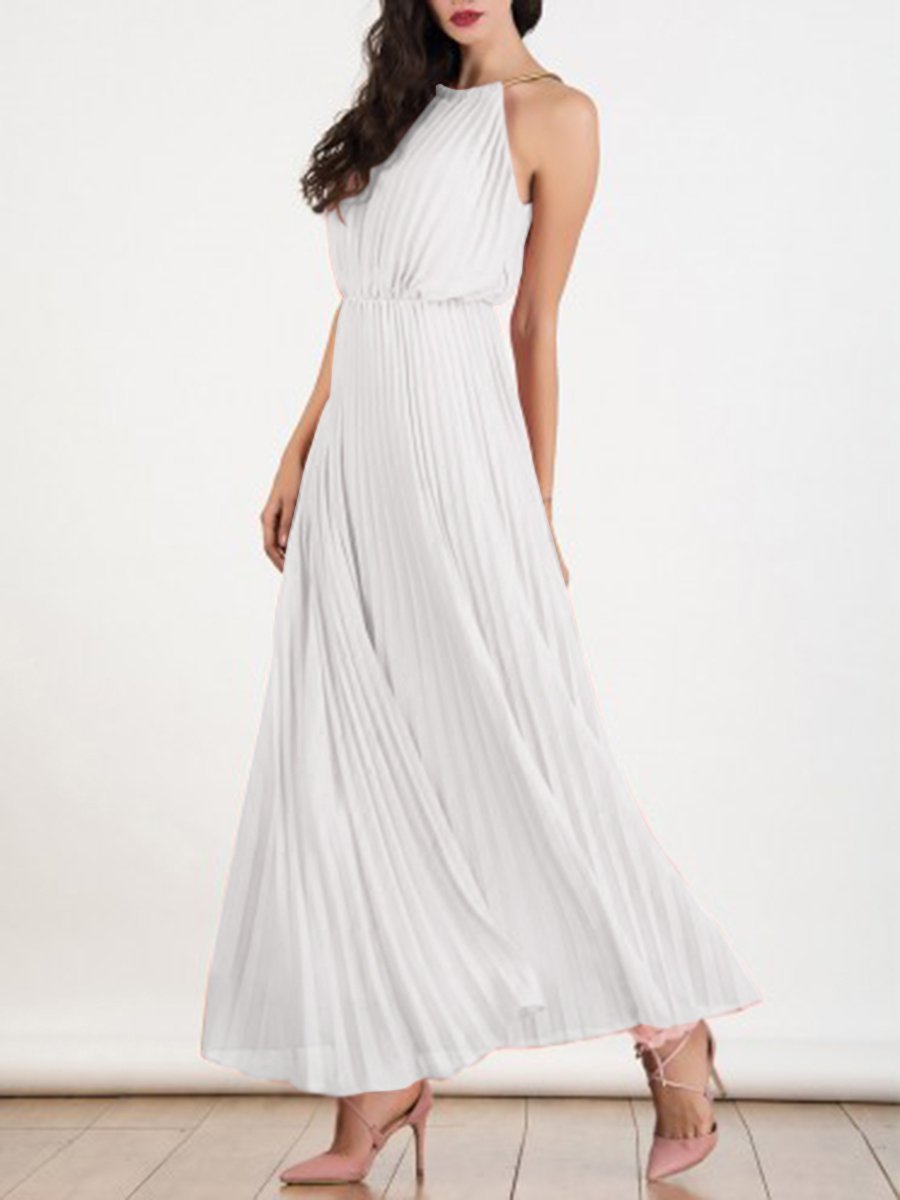 Halter  Plain Maxi Dress