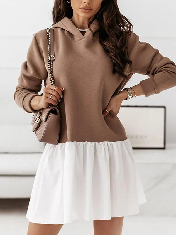 Hooded sweatshirts hoodied women long sleeve shift dresses