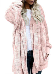 Hooded Fluffy Jacket In Fleece Fur