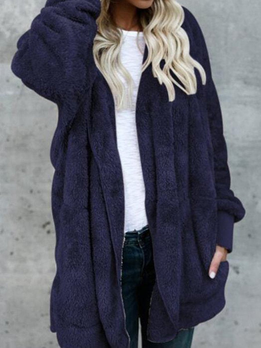 Hooded Fluffy Jacket In Fleece Fur