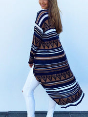 Striped  Long Sleeve Cardigans