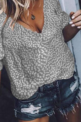 Fashion Women Deep V Neck  Printed  Summer Blouses