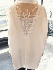V Neck  Decorative Lace  Plain Blouses