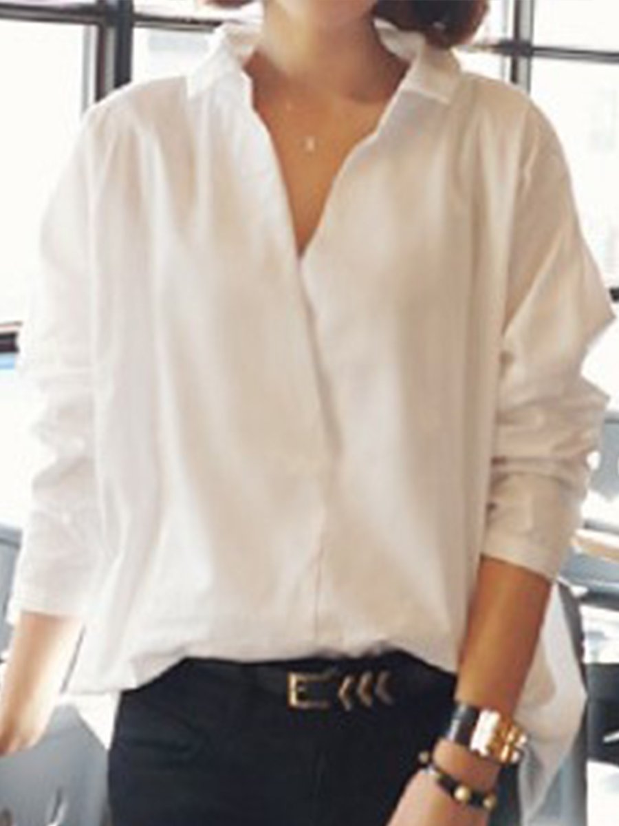 V Neck  Decorative Lace  Plain Blouses