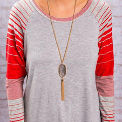 Striped Long Sleeved Patchwork T-Shirts
