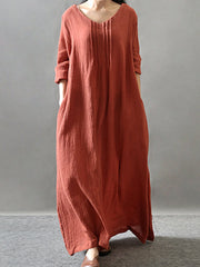 Sweet Heart  Patch Pocket  Plain Maxi Dress