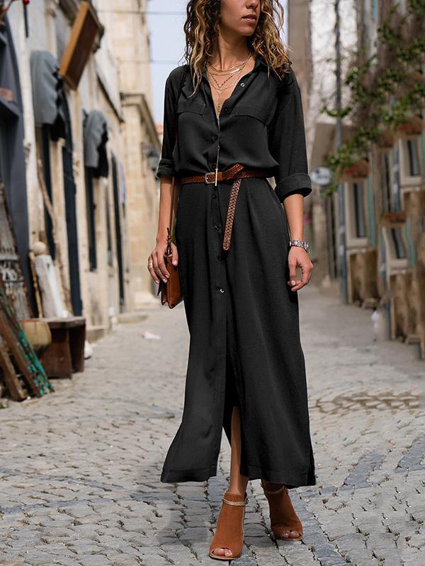 Fashionable Loose Long Sleeved Maxi Dress