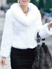 Faux Fur Collar  Plain  Long Sleeve Coats