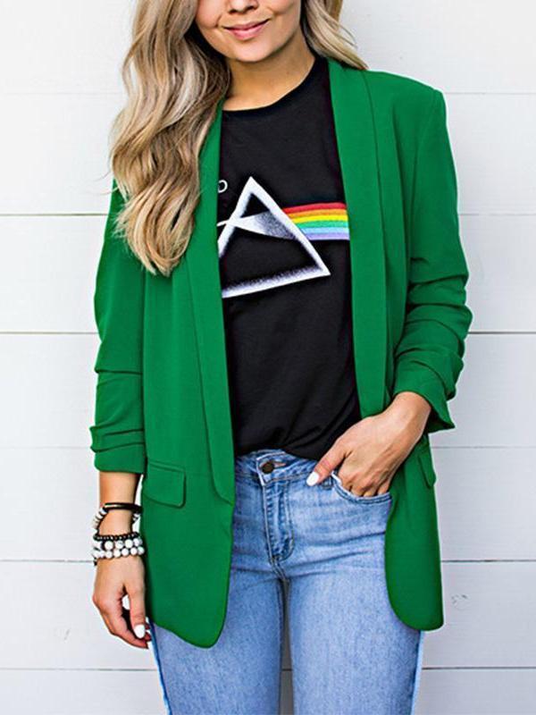 Lapel Plain Long Sleeve Fashion Blazers
