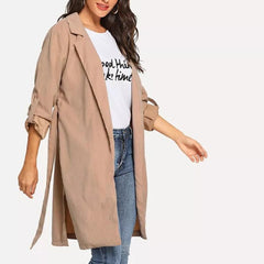 Suit Collar And Belt Windbreaker Woman Trench Coats