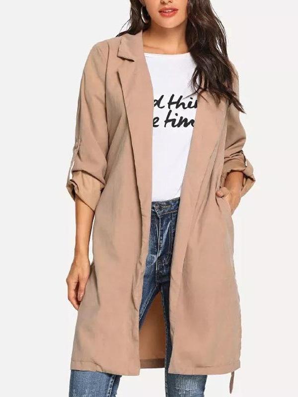 Suit Collar And Belt Windbreaker Woman Trench Coats