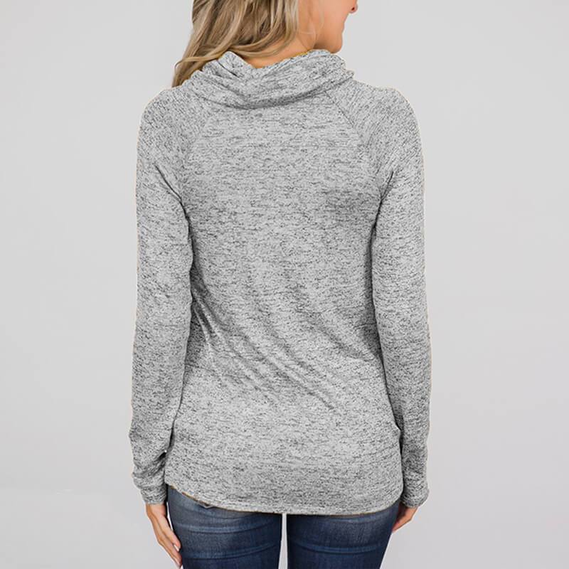Turtle Neck Long Sleeve Button Sweatshirts