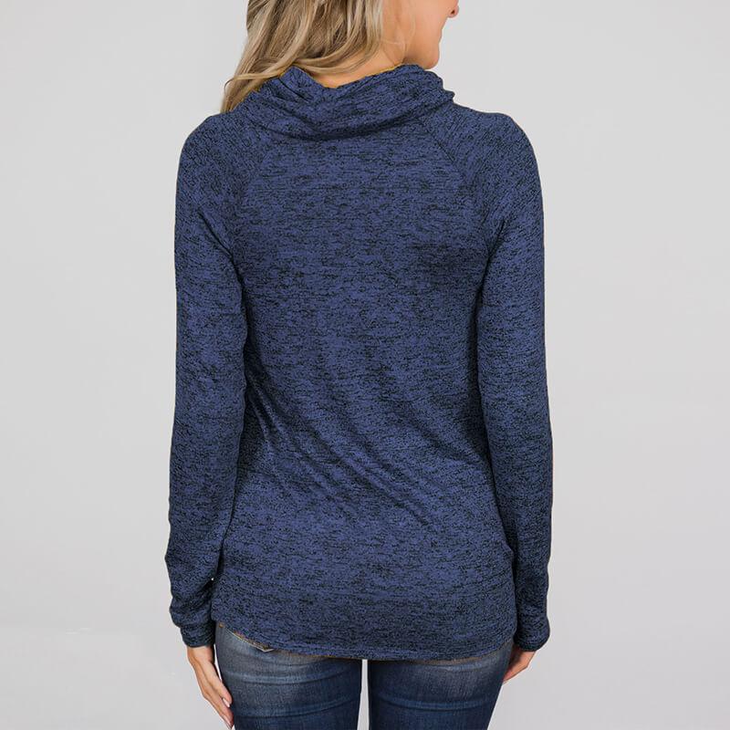 Turtle Neck Long Sleeve Button Sweatshirts