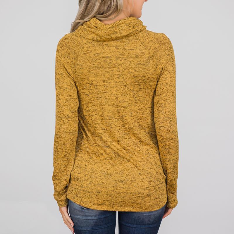 Turtle Neck Long Sleeve Button Sweatshirts