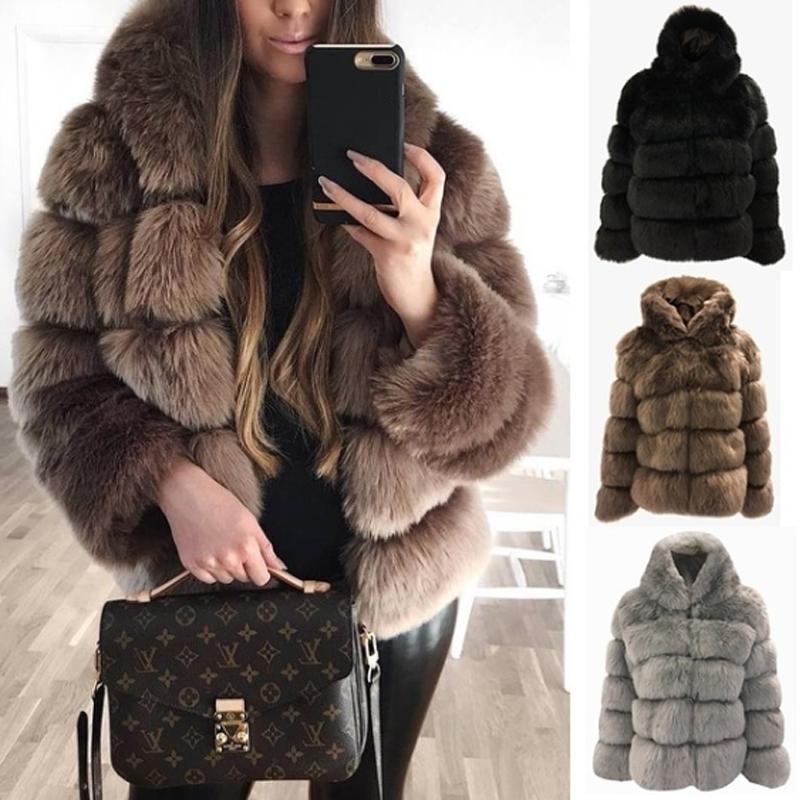 Turtle Neck Long Sleeve Elegant Fur  Woman Coats