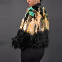 Faux Fur Fashion Patchwork Long Sleeve Coats