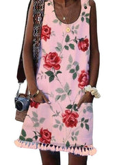 Summer Printed sleeveless vest shift dress
