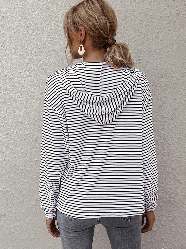 Stripe casual hoodies for women