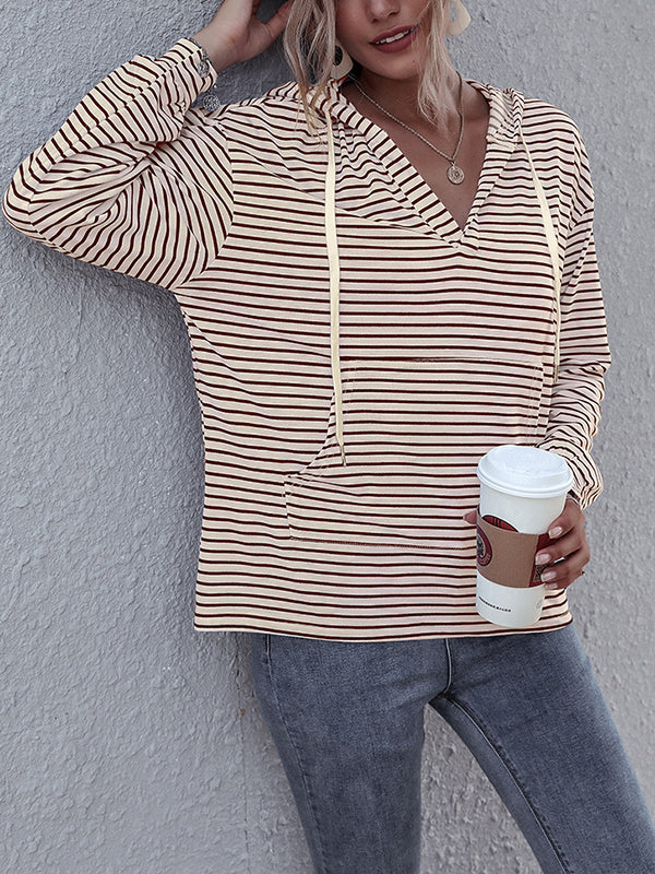 Stripe casual hoodies for women