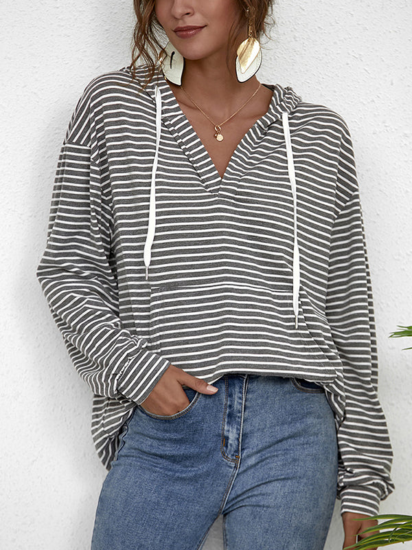 Stripe casual hoodies for women