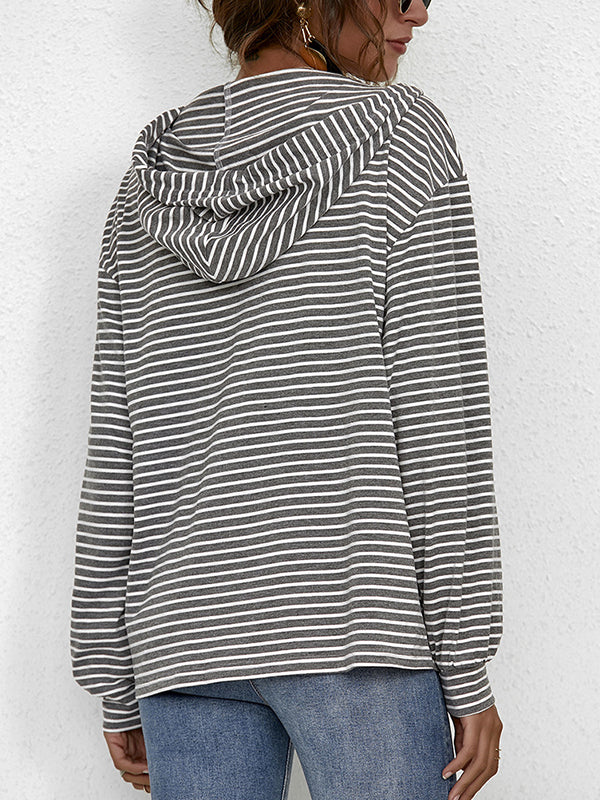 Stripe casual hoodies for women