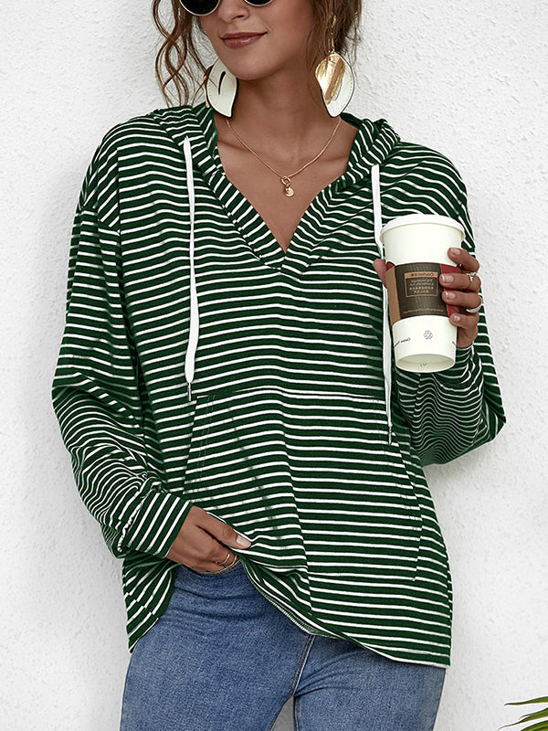 Stripe casual hoodies for women