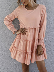 Sweet long sleeve plain skater dresses