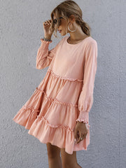 Sweet long sleeve plain skater dresses