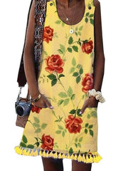 Summer Printed sleeveless vest shift dress