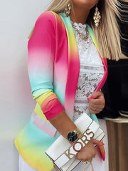 Gradient style turn down neck long sleeve women Blazers