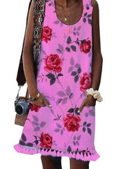 Summer Printed sleeveless vest shift dress