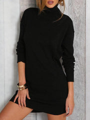High Neck  Plain Bodycon Dresses