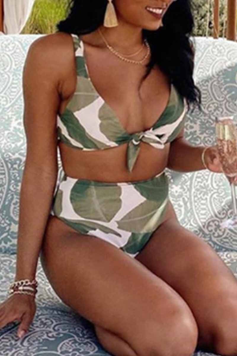 Two-Piece Sexy Tropical Print Split Bikini  Swimwear