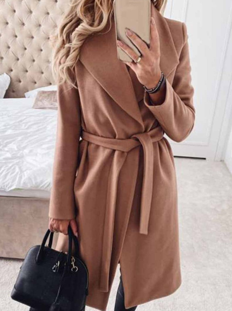 Lapel Solid Color Coat(3 Colors)