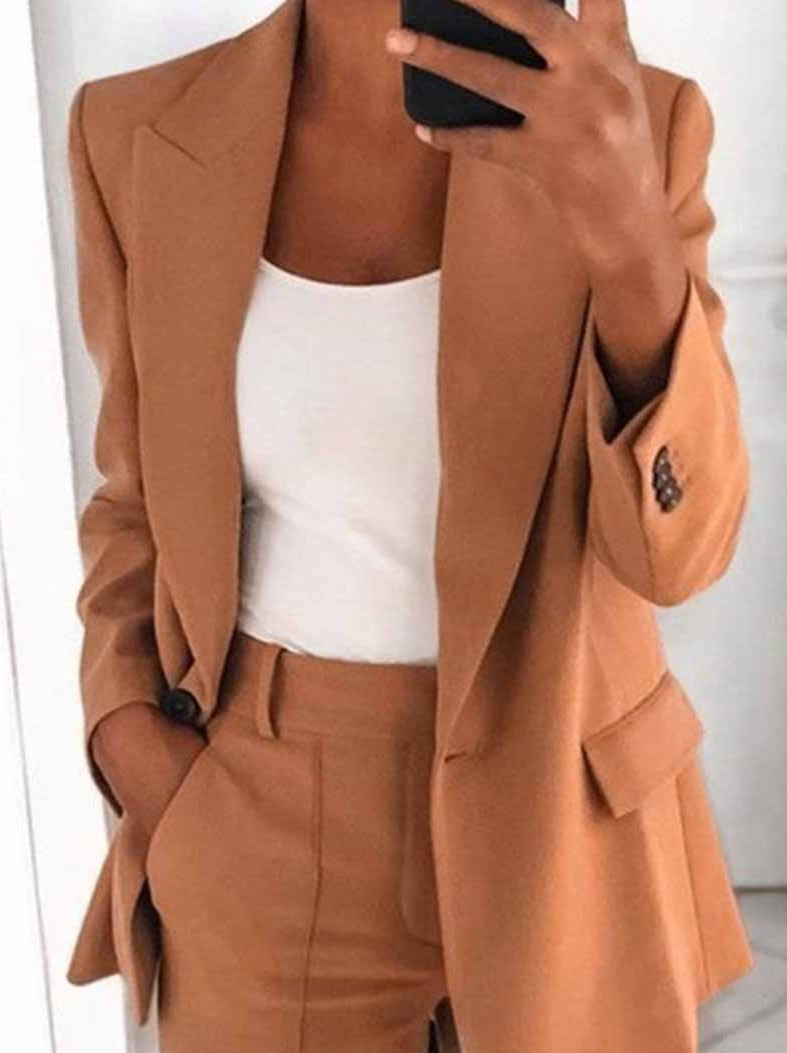 Two-Piece Fashion Lapel Slim Cardigan Blazer