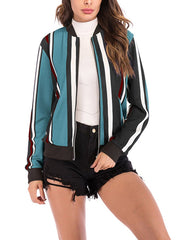 Fashion Woman Autumn Vertical Stripes Jackets