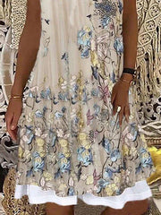 Khaki Sleeveless A-Line Dresses
