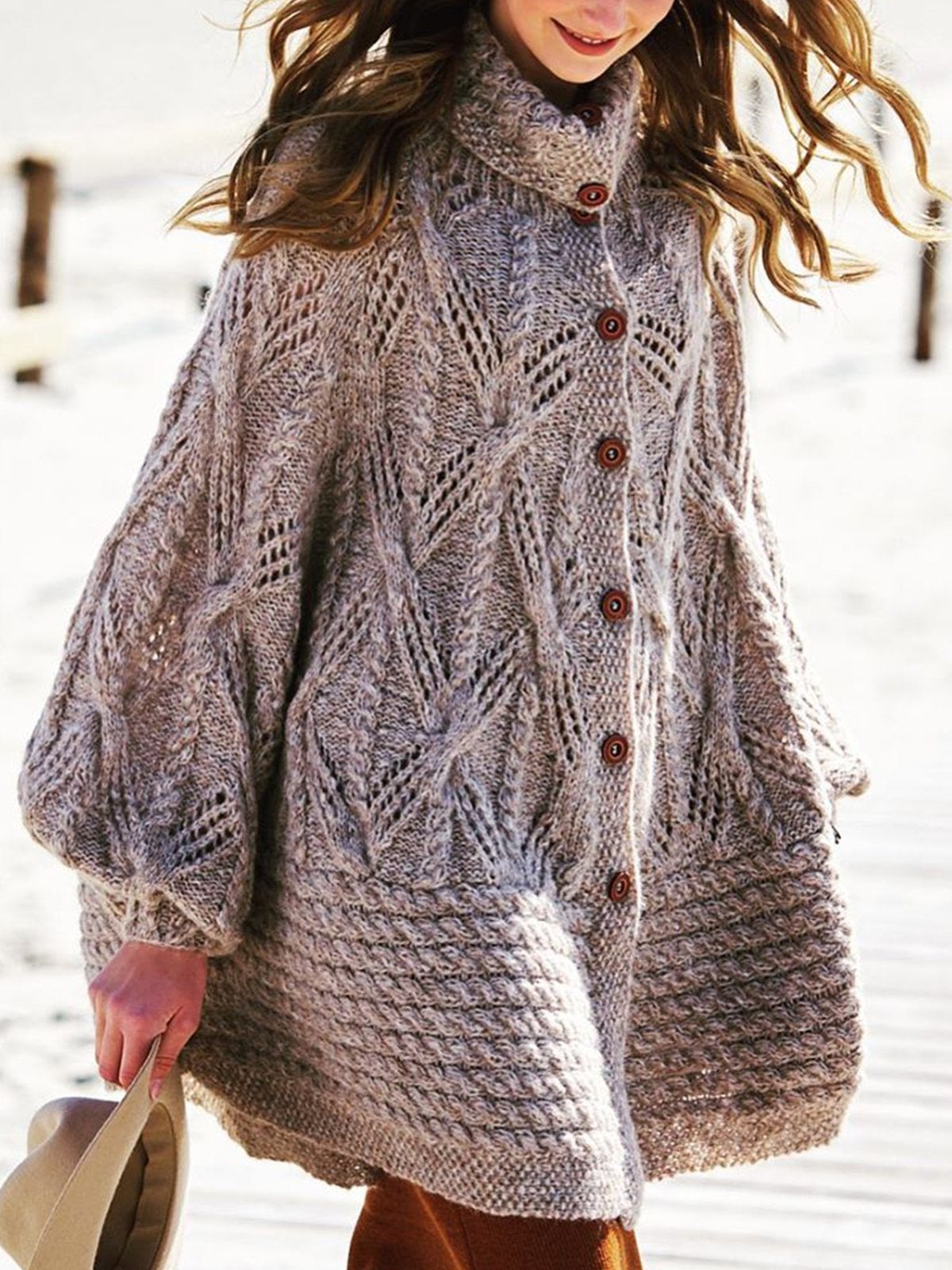 Sweater plus size Vintage Cotton Knitted Outerwear