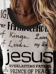 Jesus Letters Printed Long Sleeve Plus Size Casual Sweatshirts