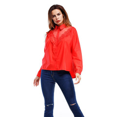 Fashion Sexy Pure Single breasted Long sleeve Blouses